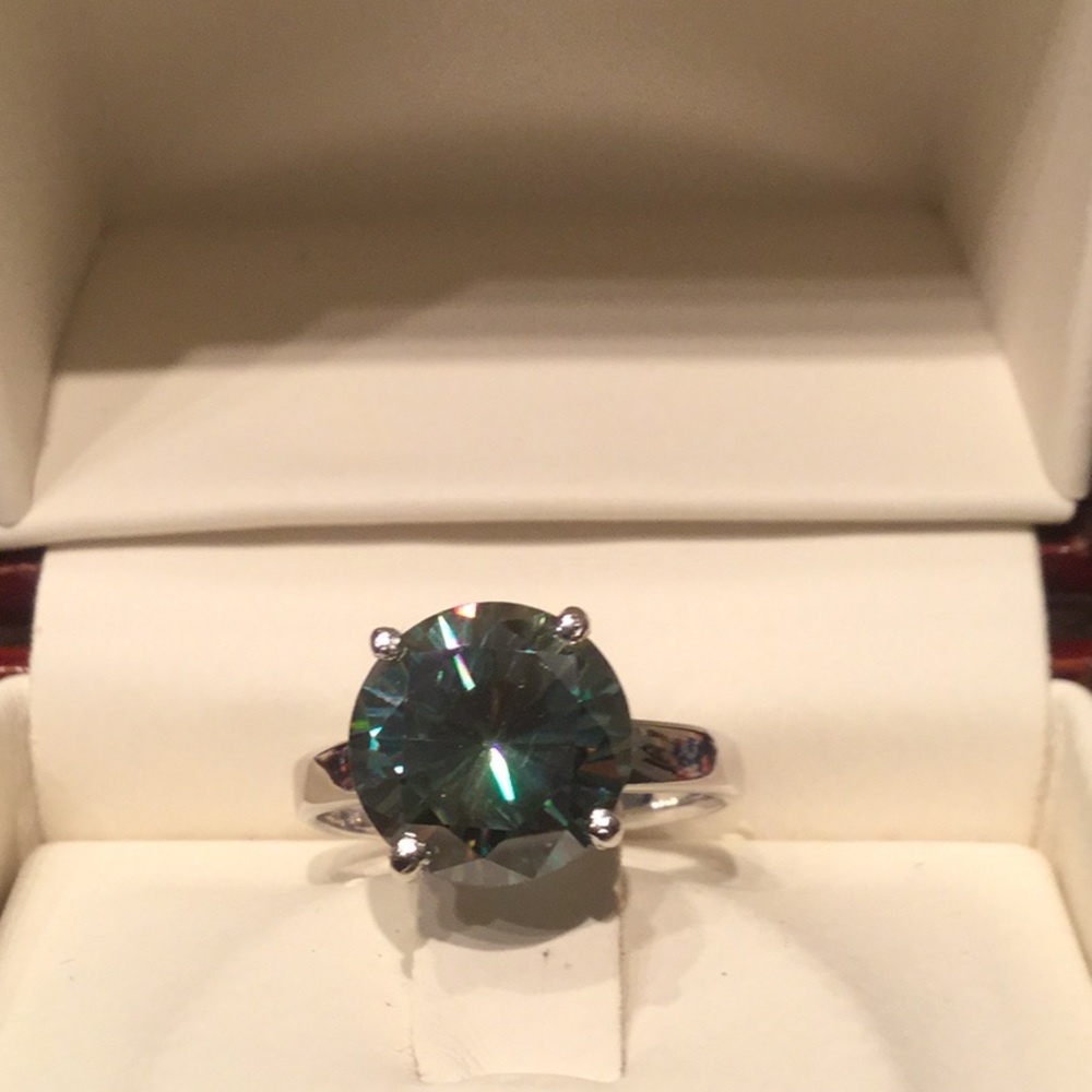 Genuine 5ct Blue Moissanite Ring